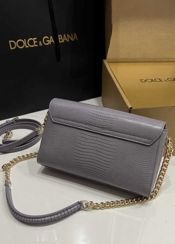 Dolce & Gabbana Lizard Print Bag-Gray-25cm with original box