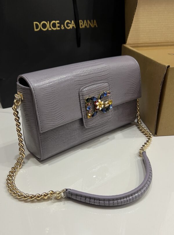 Dolce & Gabbana Lizard Print Bag-Gray-25cm with original box