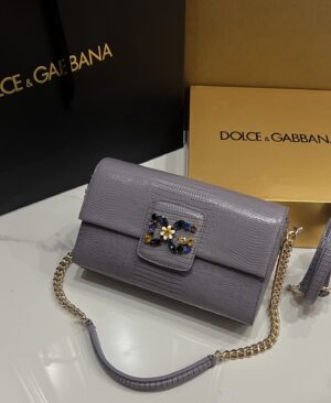 Dolce & Gabbana Lizard Print Bag-Gray-25cm with original box