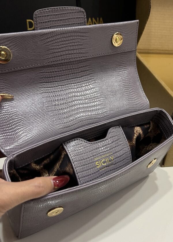 Dolce & Gabbana Lizard Print Bag-Gray-25cm with original box