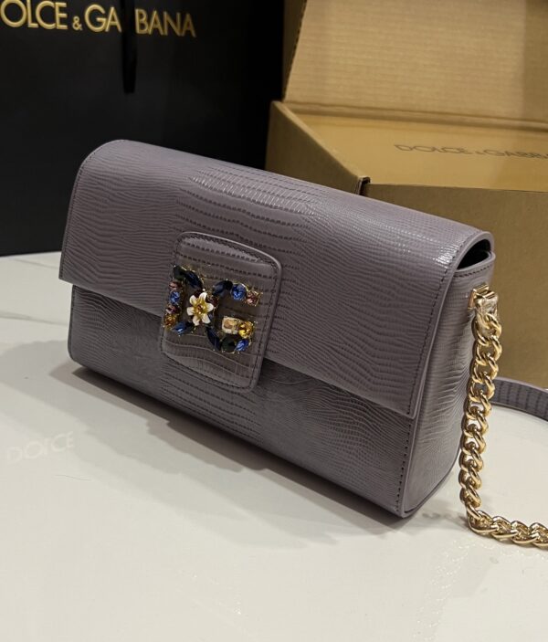 Dolce & Gabbana Lizard Print Bag-Gray-25cm with original box