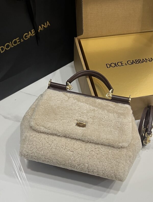 Dolce & Gabbana Lamb's Wool Bag-White-25cm with original box