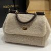 Dolce & Gabbana Lamb's Wool Bag-White-25cm with original box