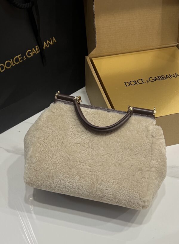 Dolce & Gabbana Lamb's Wool Bag-White-25cm with original box