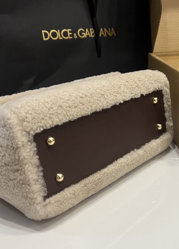 Dolce & Gabbana Lamb's Wool Bag-White-25cm with original box