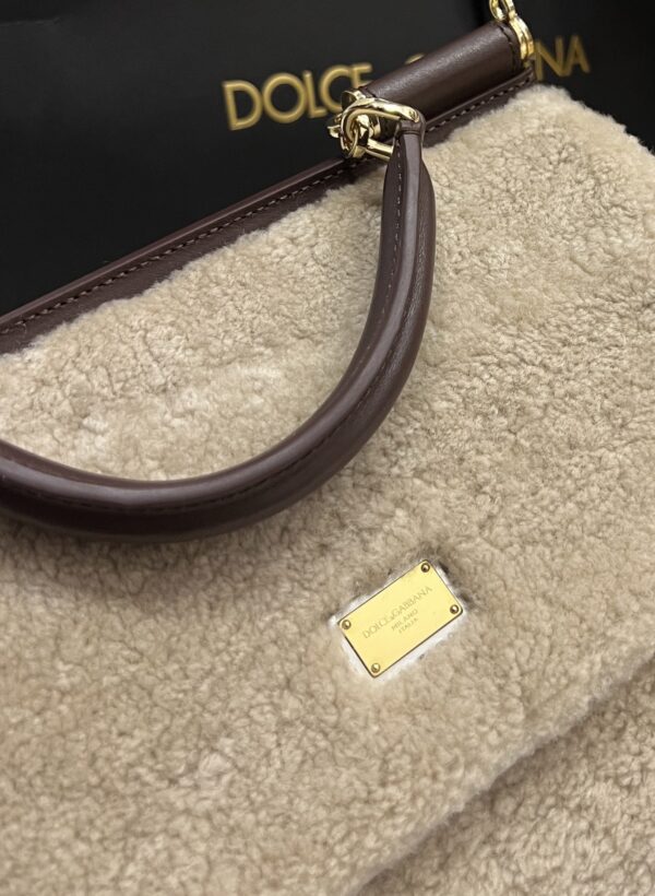 Dolce & Gabbana Lamb's Wool Bag-White-25cm with original box