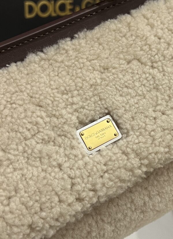 Dolce & Gabbana Lamb's Wool Bag-White-19cm with original box