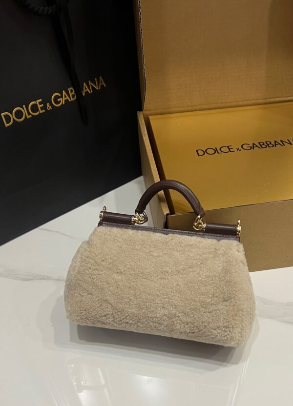 Dolce & Gabbana Lamb's Wool Bag-White-19cm with original box