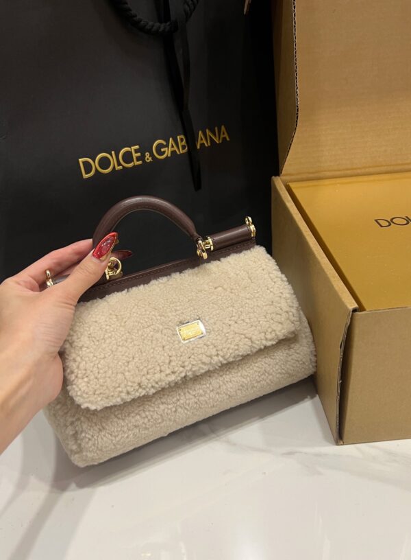 Dolce & Gabbana Lamb's Wool Bag-White-19cm with original box