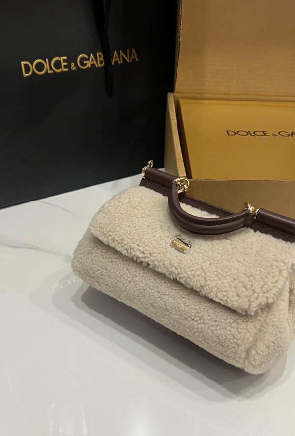 Dolce & Gabbana Lamb's Wool Bag-White-19cm with original box