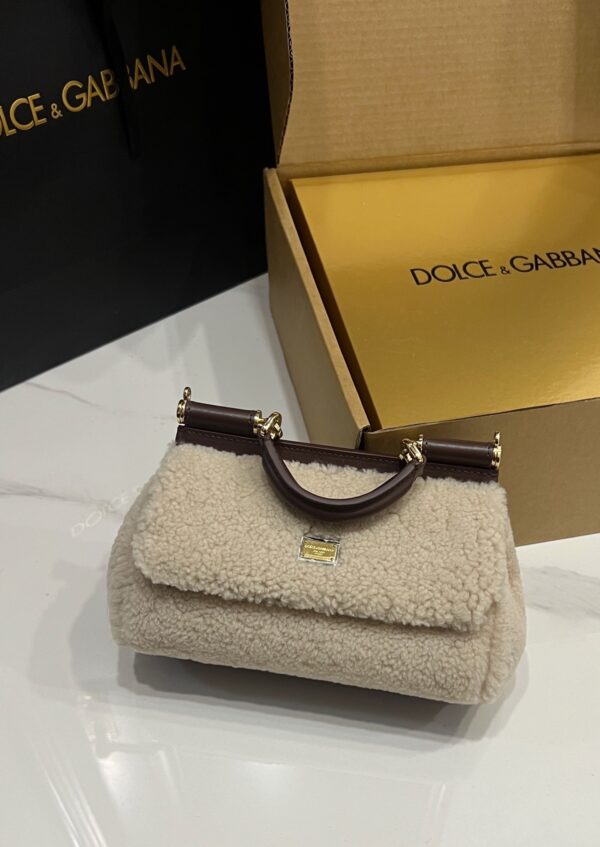 Dolce & Gabbana Lamb's Wool Bag-White-19cm with original box