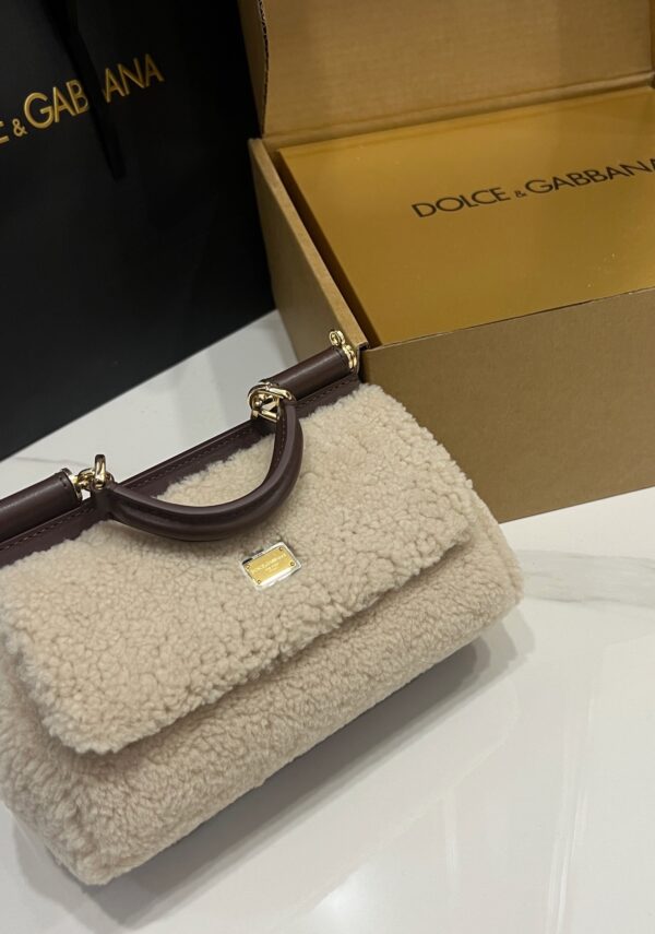 Dolce & Gabbana Lamb's Wool Bag-White-19cm with original box