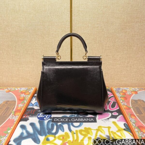 Dolce & Gabban Lizard Pattern Sicilian Women's Bag-Black-20cm with original box free shipping