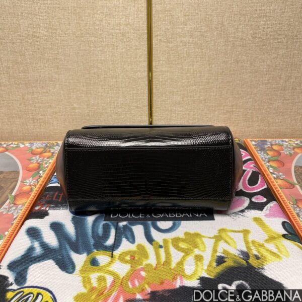 Dolce & Gabban Lizard Pattern Sicilian Women's Bag-Black-20cm with original box free shipping
