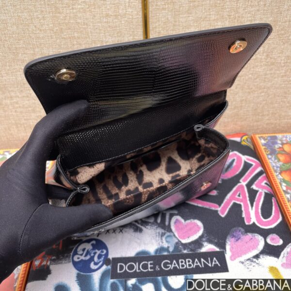 Dolce & Gabban Lizard Pattern Sicilian Women's Bag-Black-20cm with original box free shipping