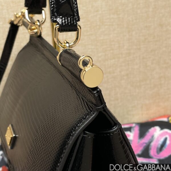 Dolce & Gabban Lizard Pattern Sicilian Women's Bag-Black-20cm with original box free shipping