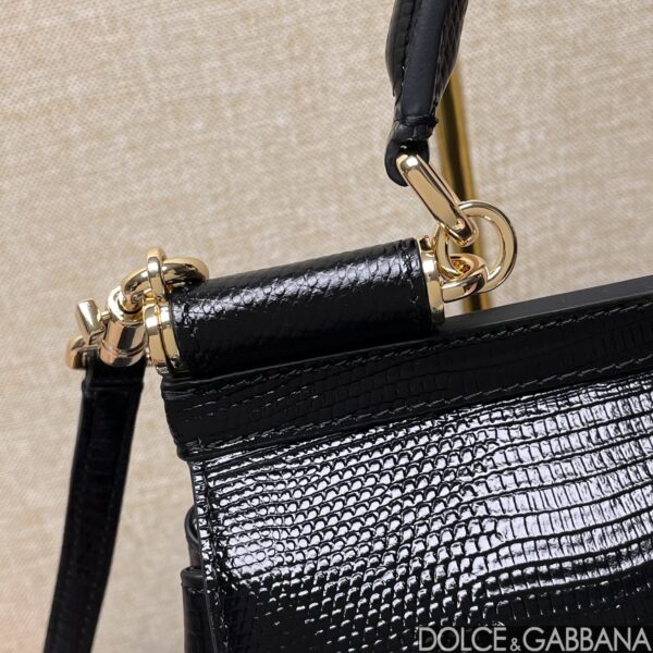 Dolce & Gabban Lizard Pattern Sicilian Women's Bag-Black-20cm with original box free shipping