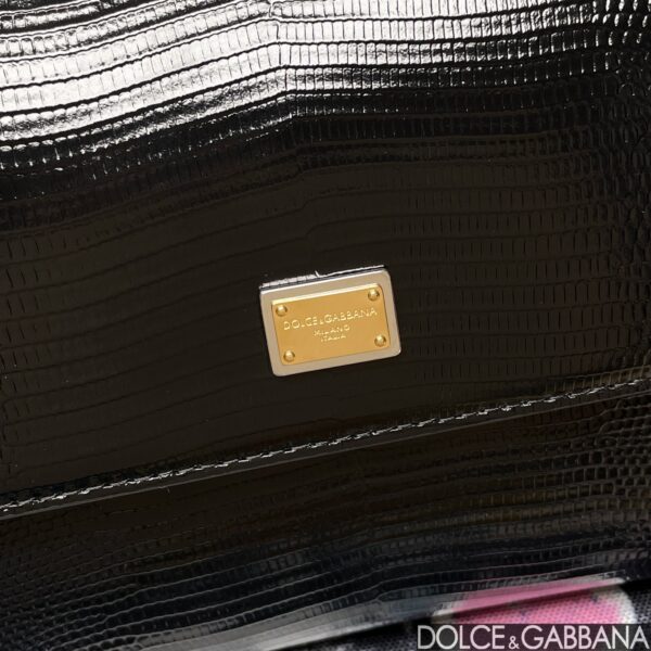 Dolce & Gabban Lizard Pattern Sicilian Women's Bag-Black-20cm with original box free shipping