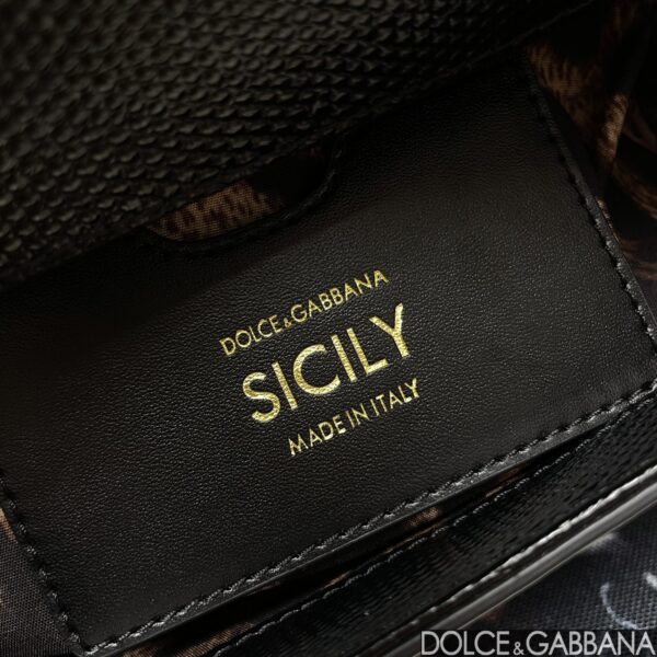 Dolce & Gabban Lizard Pattern Sicilian Women's Bag-Black-20cm with original box free shipping