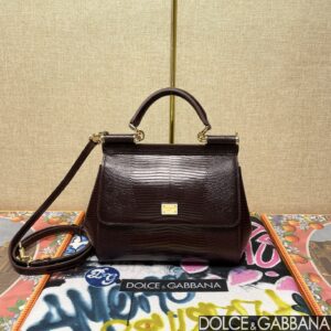 Dolce & Gabban Lizard Pattern Sicilian Women's Bag-Purple-20cm with original box free shipping