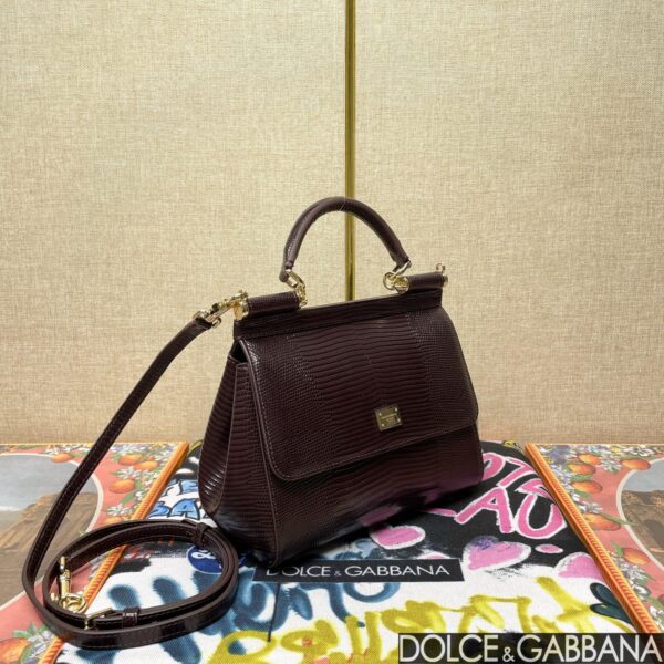Dolce & Gabban Lizard Pattern Sicilian Women's Bag-Purple-20cm with original box free shipping