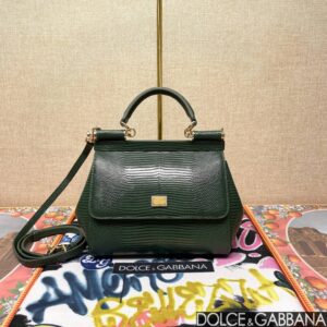 Dolce & Gabban Lizard Pattern Sicilian Women's Bag-Green-20cm with original box free shipping