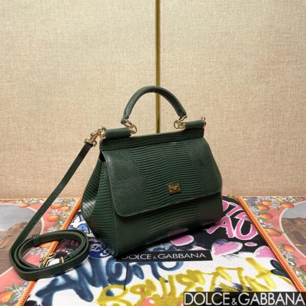 Dolce & Gabban Lizard Pattern Sicilian Women's Bag-Green-20cm with original box free shipping