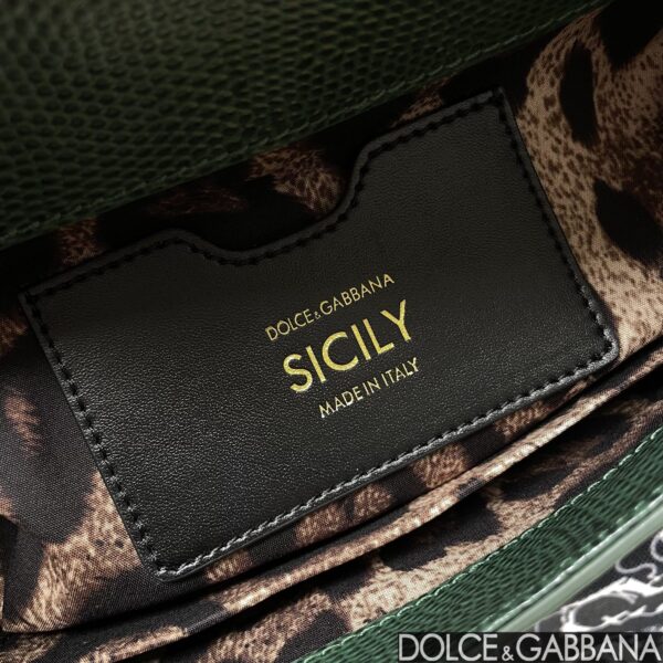 Dolce & Gabban Lizard Pattern Sicilian Women's Bag-Green-20cm with original box free shipping