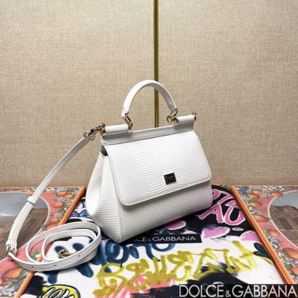 Dolce & Gabban Lizard Pattern Sicilian Women's Bag-White-20cm with original box free shipping