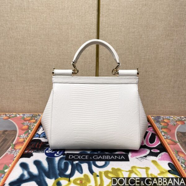 Dolce & Gabban Lizard Pattern Sicilian Women's Bag-White-20cm with original box free shipping