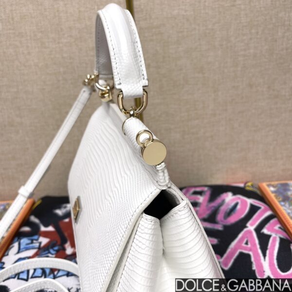 Dolce & Gabban Lizard Pattern Sicilian Women's Bag-White-20cm with original box free shipping