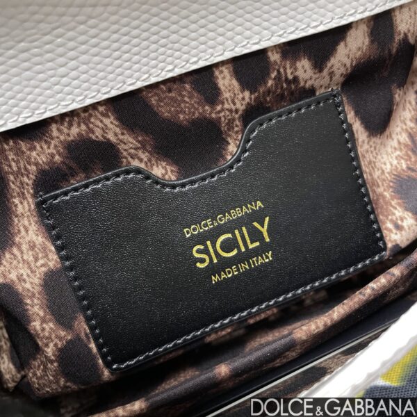 Dolce & Gabban Lizard Pattern Sicilian Women's Bag-White-20cm with original box free shipping