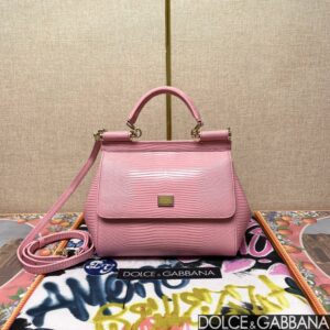 Dolce & Gabban Lizard Pattern Sicilian Women's Bag-Pink-20cm  free shipping