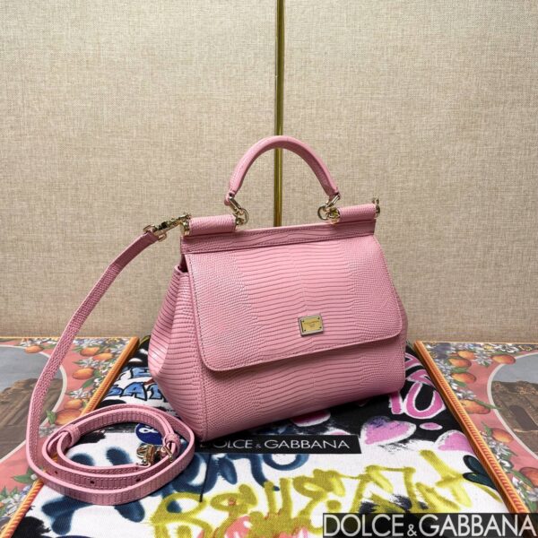 Dolce & Gabban Lizard Pattern Sicilian Women's Bag-Pink-20cm with original box free shipping