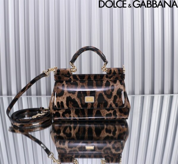 Dolce & Gabban Leather Smooth Leopard Print Women's Bag-18cm  with original box free shipping