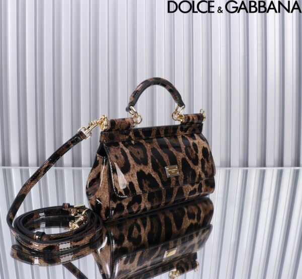 Dolce & Gabban Leather Smooth Leopard Print Women's Bag-18cm  with original box free shipping