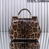 Dolce & Gabban Leather Smooth   Leopard Print Women's Bag-25cm with original box free shipping