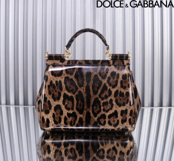 Dolce & Gabban Leather Smooth   Leopard Print Women's Bag-25cm with original box free shipping