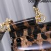 Dolce & Gabban Leather Smooth   Leopard Print Women's Bag-25cm with original box free shipping