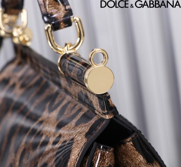 Dolce & Gabban Leather Smooth   Leopard Print Women's Bag-25cm with original box free shipping
