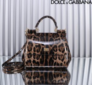 Dolce & Gabban Leather Smooth Leopard Print Women's Bag-20cm with original box free shipping