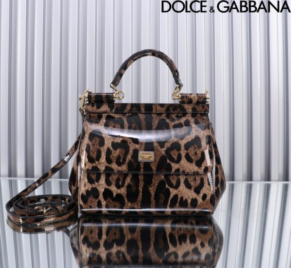 Dolce & Gabban Leather Smooth Leopard Print Women's Bag-20cm with original box free shipping