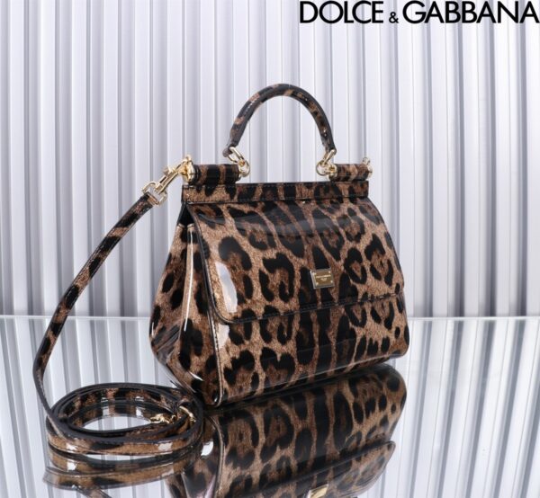Dolce & Gabban Leather Smooth Leopard Print Women's Bag-20cm with original box free shipping