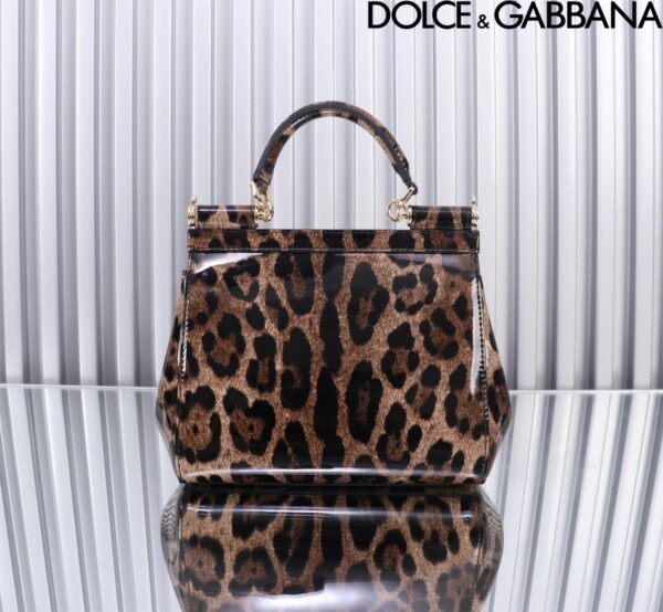 Dolce & Gabban Leather Smooth Leopard Print Women's Bag-20cm with original box free shipping