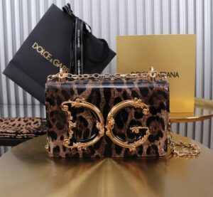 Dolce & Gabban Leopard Print Crystal  Sicily Bag-21cm with original box free shipping