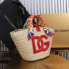 Dolce & Gabbana woven rattan bag for beach use-red 28cm with original logo box
