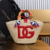 Dolce & Gabbana woven rattan bag for beach use-red 28cm with original logo box