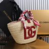 Dolce & Gabbana woven rattan bag for beach use-red 28cm with original logo box