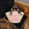 Dolce & Gabbana woven rattan bag for beach use-pink 28cm with original logo box