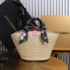 Dolce & Gabbana woven rattan bag for beach use-pink 28cm with original logo box